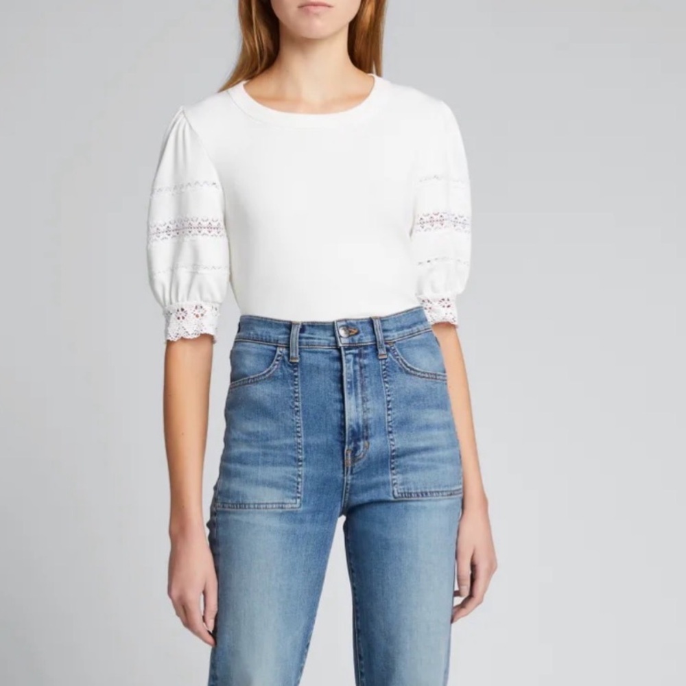 VERONICA BEARD Minka Puff Sleeve Cotton Top Size XS